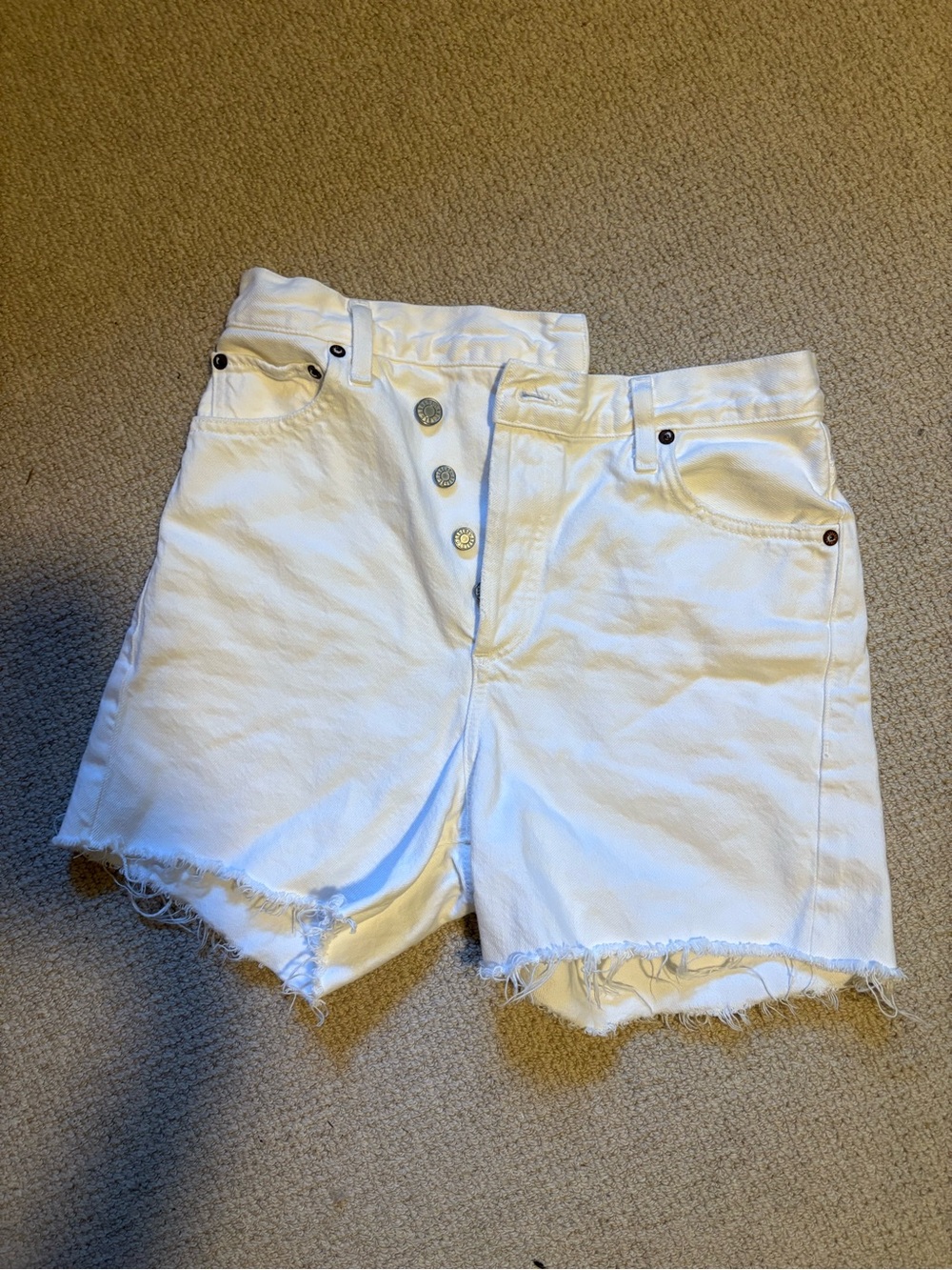 Agolde Criss Cross White Denim Shorts